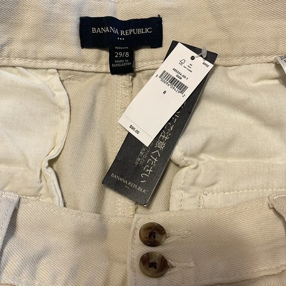 SOLD Banana Republic Twill Cargo Pant Transition Cream size 8 NWT - Picture 5 of 11